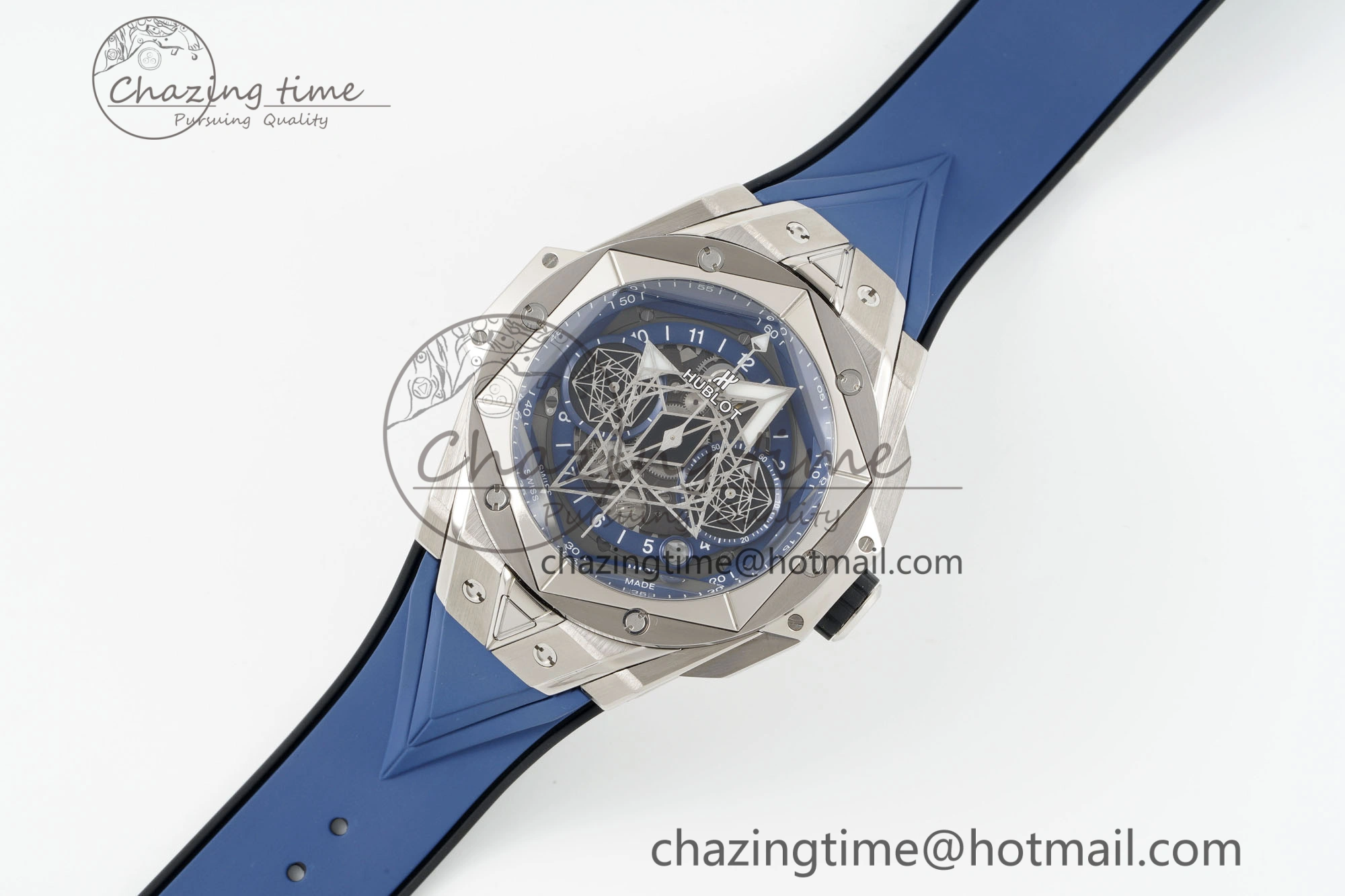 Premium Big Bang Sang Bleu II Chrono SS BBF Best Edition Blue Dial on Blue Gummy Strap A 6752