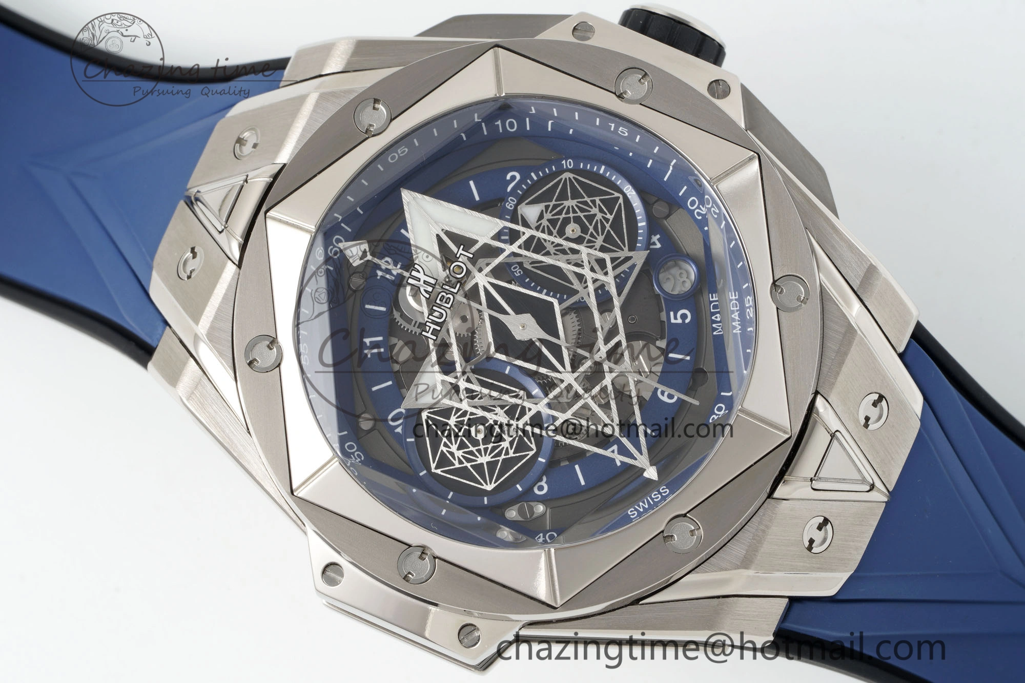 Premium Big Bang Sang Bleu II Chrono SS BBF Best Edition Blue Dial on Blue Gummy Strap A 6752