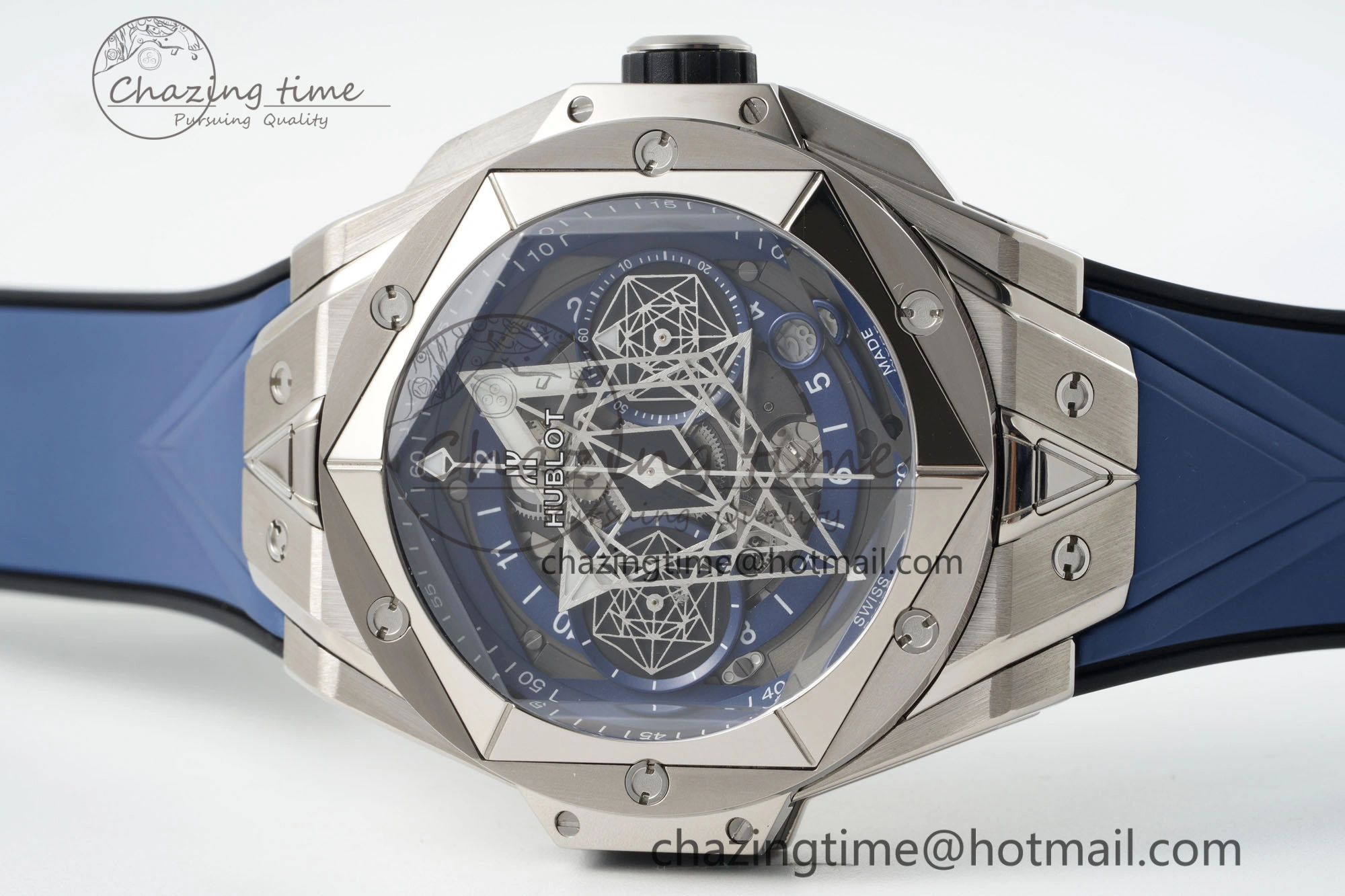 Premium Big Bang Sang Bleu II Chrono SS BBF Best Edition Blue Dial on Blue Gummy Strap A 6752