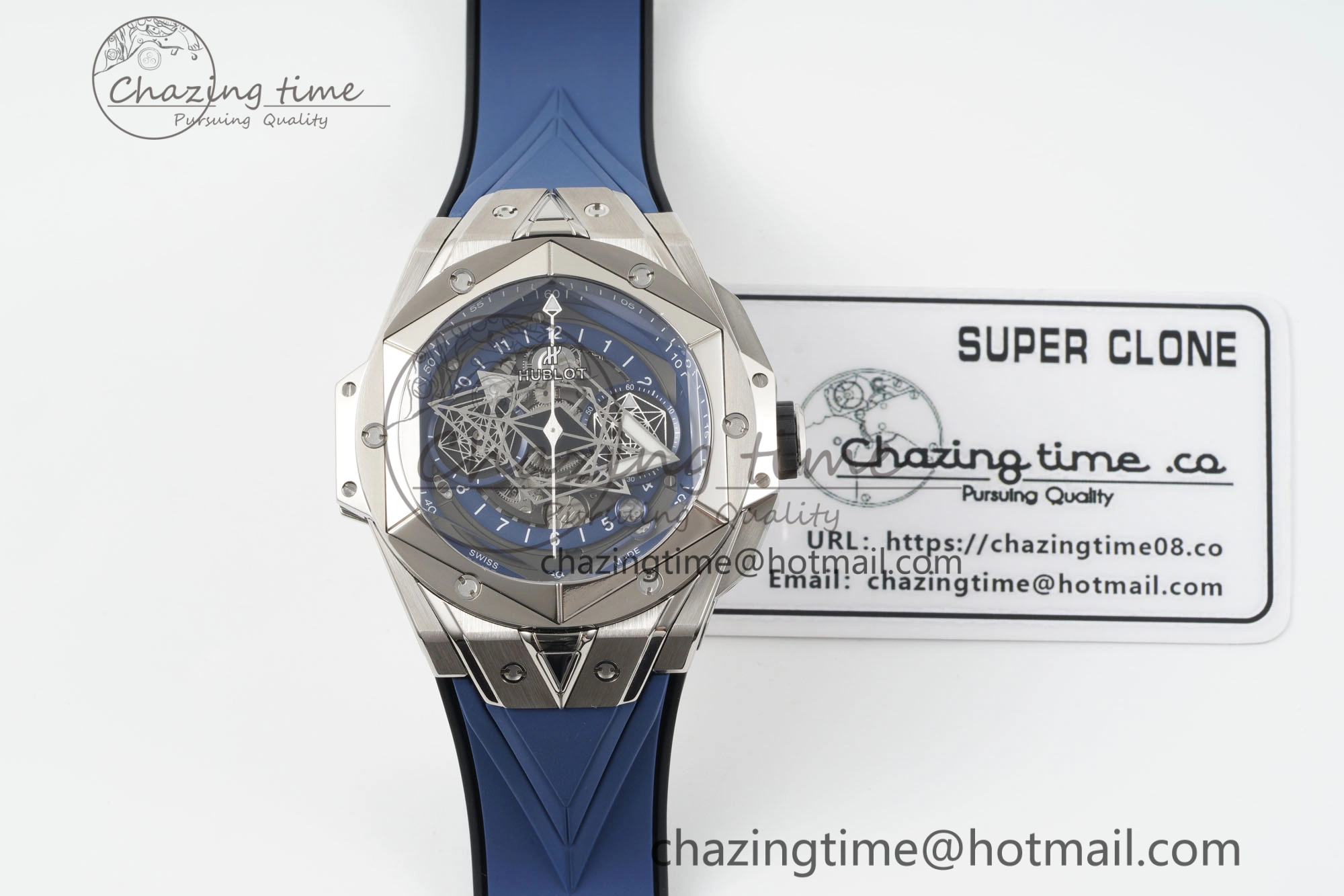 Premium Big Bang Sang Bleu II Chrono SS BBF Best Edition Blue Dial on Blue Gummy Strap A 6752