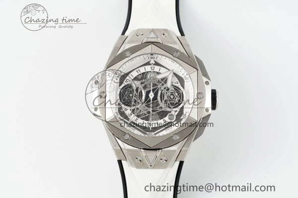 GoodFit Big Bang Sang Bleu II Chrono SS BBF Best Edition White Dial on White Gummy Strap A 6750