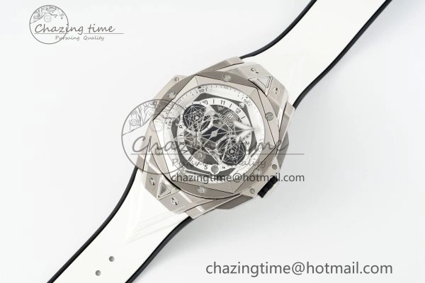 GoodFit Big Bang Sang Bleu II Chrono SS BBF Best Edition White Dial on White Gummy Strap A 6750