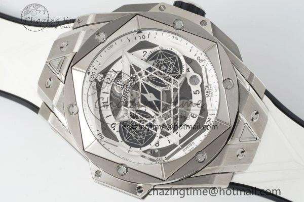 GoodFit Big Bang Sang Bleu II Chrono SS BBF Best Edition White Dial on White Gummy Strap A 6750