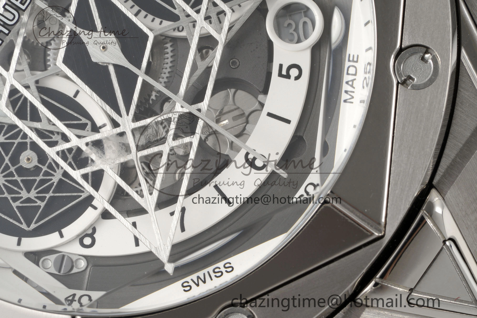 GoodFit Big Bang Sang Bleu II Chrono SS BBF Best Edition White Dial on White Gummy Strap A 6750
