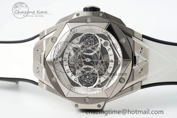 GoodFit Big Bang Sang Bleu II Chrono SS BBF Best Edition White Dial on White Gummy Strap A 6750