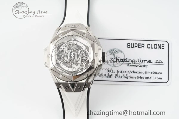 GoodFit Big Bang Sang Bleu II Chrono SS BBF Best Edition White Dial on White Gummy Strap A 6750