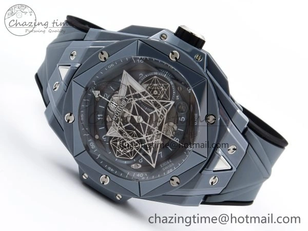 Big Bang Sang Bleu II Gray Ceramic BBF Best Edition on Gray Rubber Strap A Original 6729