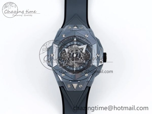 Big Bang Sang Bleu II Gray Ceramic BBF Best Edition on Gray Rubber Strap A Original 6729