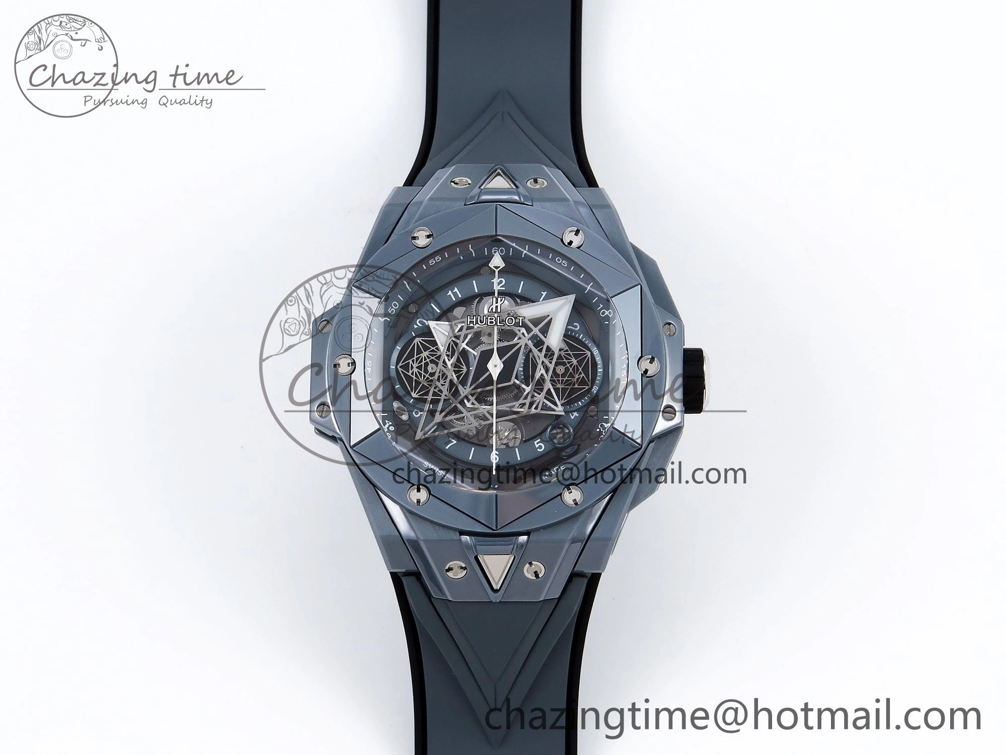 Big Bang Sang Bleu II Gray Ceramic BBF Best Edition on Gray Rubber Strap A Original 6729