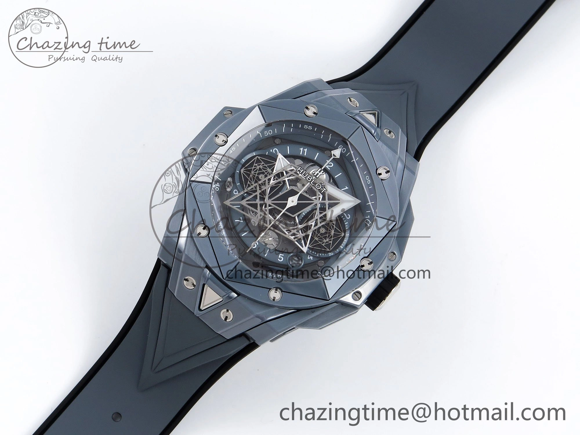 Big Bang Sang Bleu II Gray Ceramic BBF Best Edition on Gray Rubber Strap A Original 6729