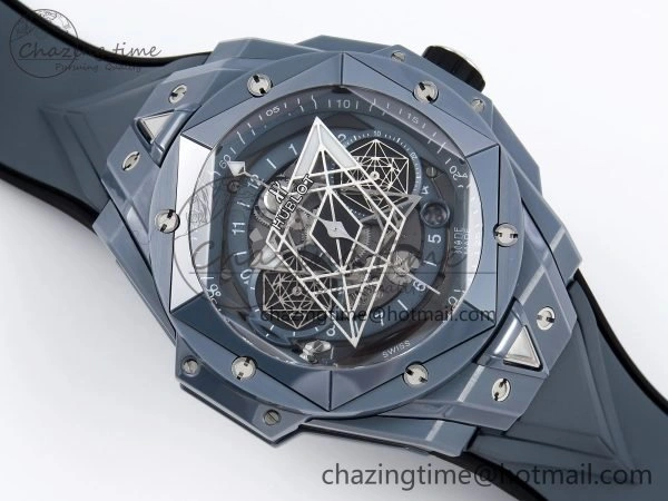 Big Bang Sang Bleu II Gray Ceramic BBF Best Edition on Gray Rubber Strap A Original 6729