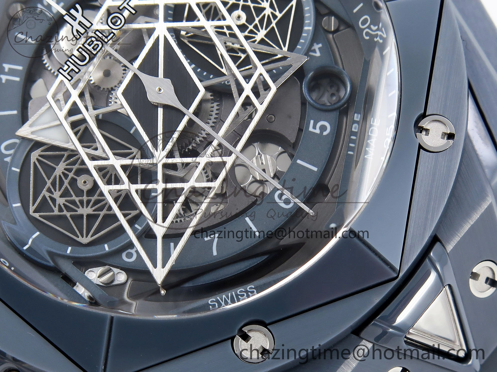Big Bang Sang Bleu II Gray Ceramic BBF Best Edition on Gray Rubber Strap A Original 6729