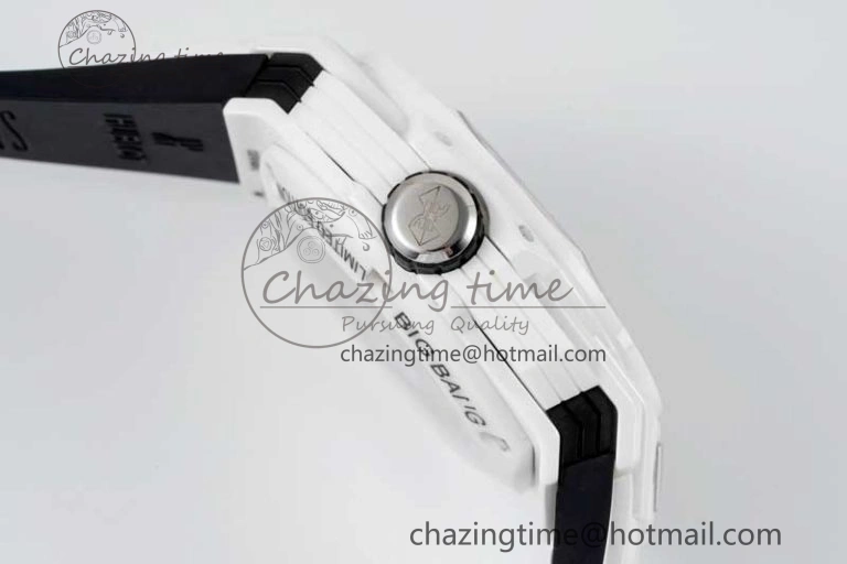 Stretchable Big Bang Sang Bleu II White Ceramic RSF Best Edition on White Rubber Strap A 6763