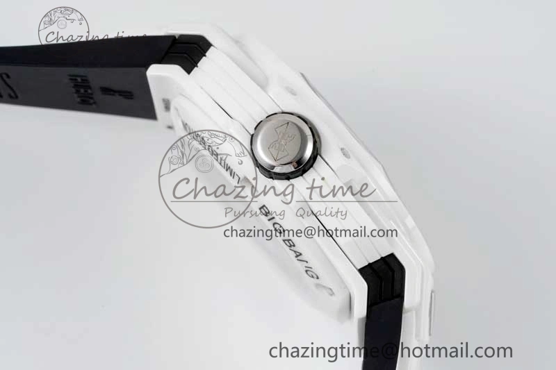 Stretchable Big Bang Sang Bleu II White Ceramic RSF Best Edition on White Rubber Strap A 6763