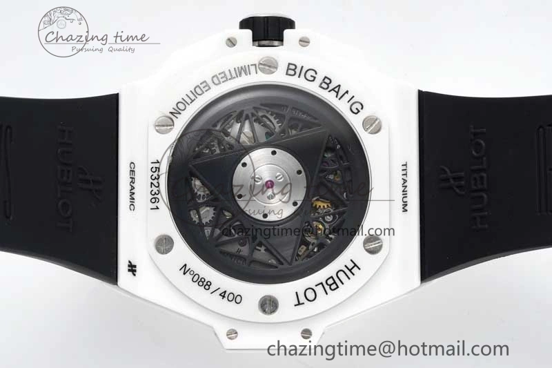 Stretchable Big Bang Sang Bleu II White Ceramic RSF Best Edition on White Rubber Strap A 6763
