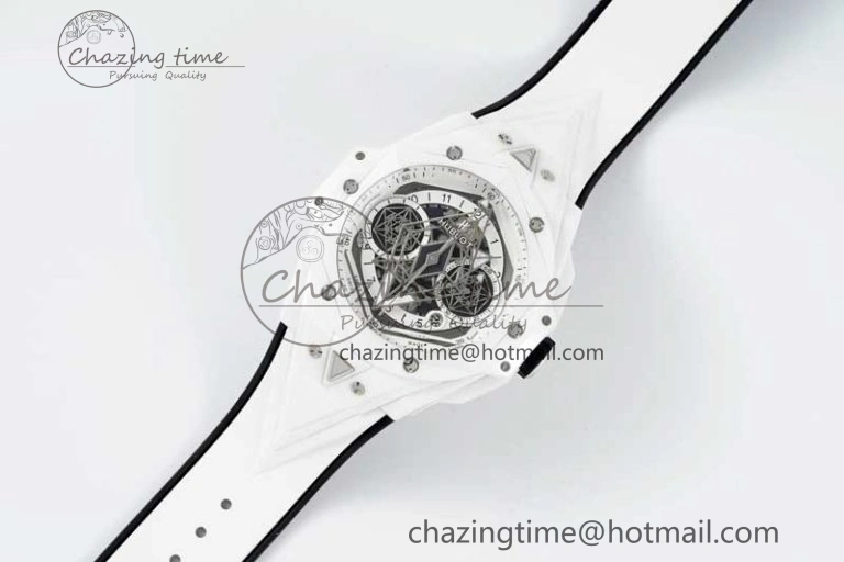 Stretchable Big Bang Sang Bleu II White Ceramic RSF Best Edition on White Rubber Strap A 6763