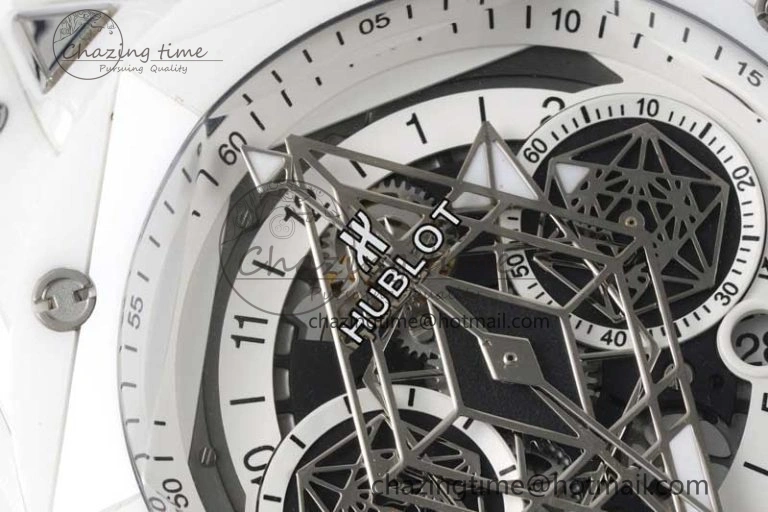 Stretchable Big Bang Sang Bleu II White Ceramic RSF Best Edition on White Rubber Strap A 6763