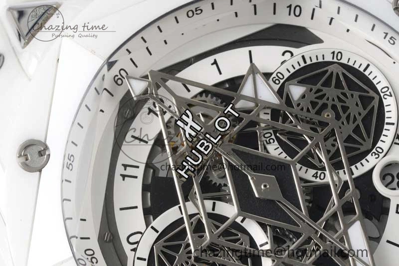 Stretchable Big Bang Sang Bleu II White Ceramic RSF Best Edition on White Rubber Strap A 6763