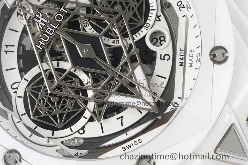 Stretchable Big Bang Sang Bleu II White Ceramic RSF Best Edition on White Rubber Strap A 6763