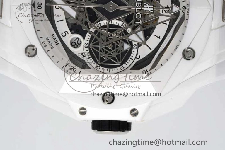 Stretchable Big Bang Sang Bleu II White Ceramic RSF Best Edition on White Rubber Strap A 6763