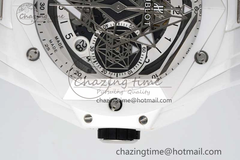 Stretchable Big Bang Sang Bleu II White Ceramic RSF Best Edition on White Rubber Strap A 6763