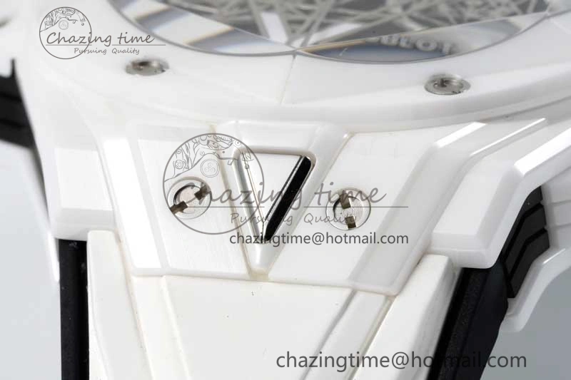 Stretchable Big Bang Sang Bleu II White Ceramic RSF Best Edition on White Rubber Strap A 6763