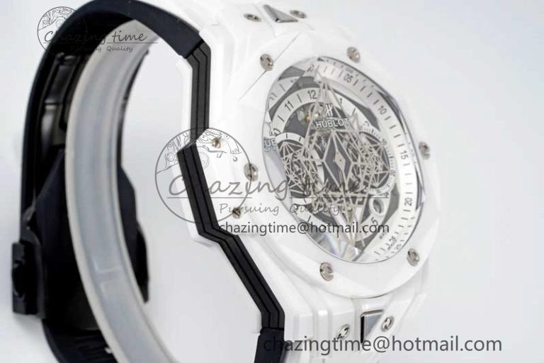 Stretchable Big Bang Sang Bleu II White Ceramic RSF Best Edition on White Rubber Strap A 6763