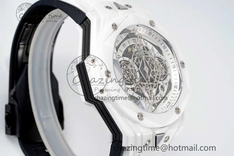 Stretchable Big Bang Sang Bleu II White Ceramic RSF Best Edition on White Rubber Strap A 6763