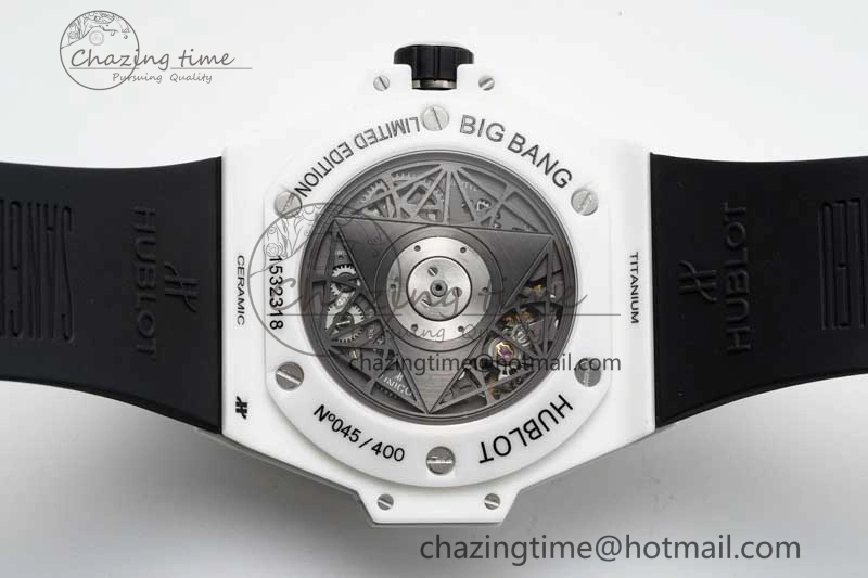 Fashionable Big Bang Sang Bleu II White Ceramic ZF Best Edition on White Rubber Strap A 6768
