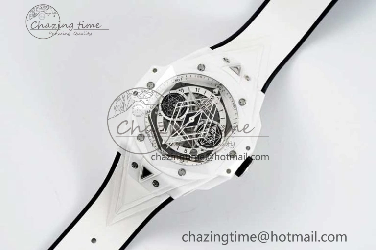 Fashionable Big Bang Sang Bleu II White Ceramic ZF Best Edition on White Rubber Strap A 6768