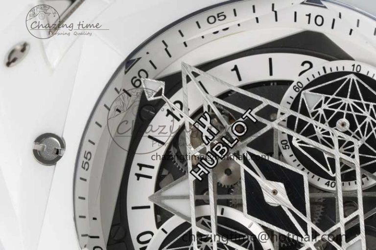 Fashionable Big Bang Sang Bleu II White Ceramic ZF Best Edition on White Rubber Strap A 6768