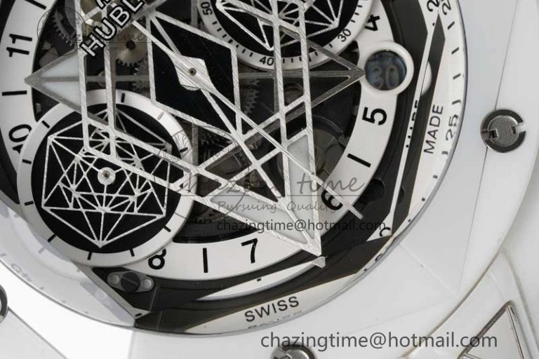 Fashionable Big Bang Sang Bleu II White Ceramic ZF Best Edition on White Rubber Strap A 6768