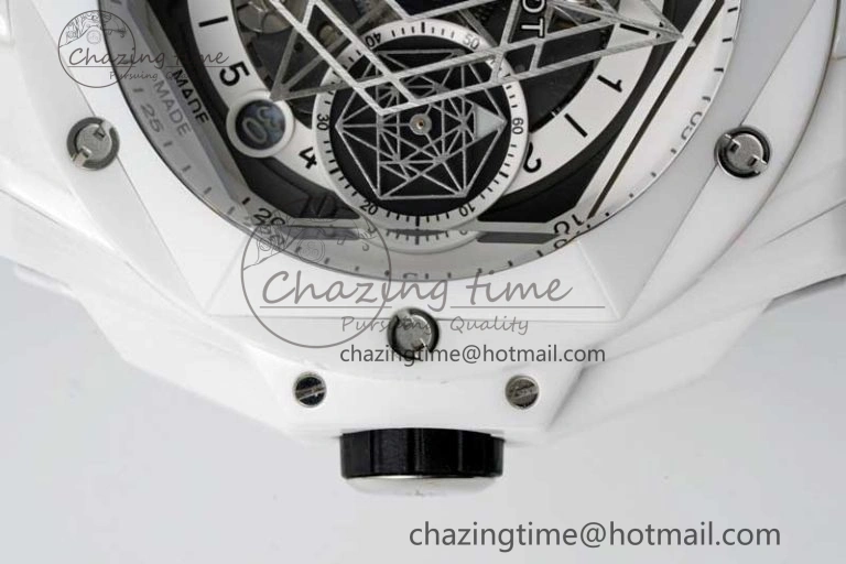 Fashionable Big Bang Sang Bleu II White Ceramic ZF Best Edition on White Rubber Strap A 6768
