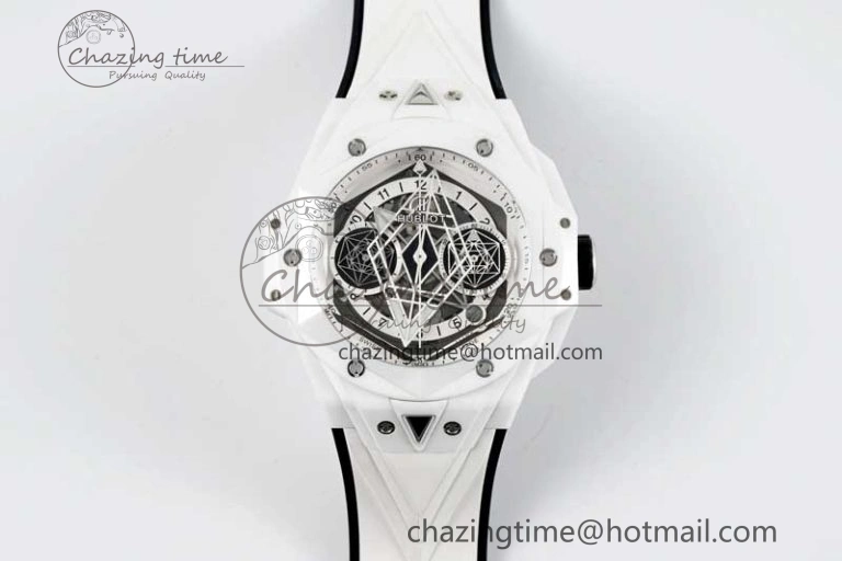 Fashionable Big Bang Sang Bleu II White Ceramic ZF Best Edition on White Rubber Strap A 6768