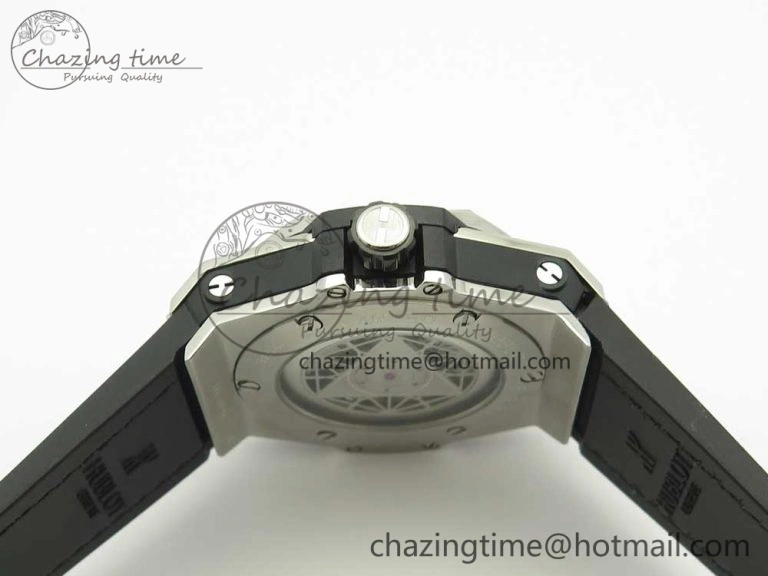 Casual Big Bang Sang Bleu SS TMF 1:1 Best Edition Blue Skeletonal Dial On Blue Gummy Strap Asian HB 6855