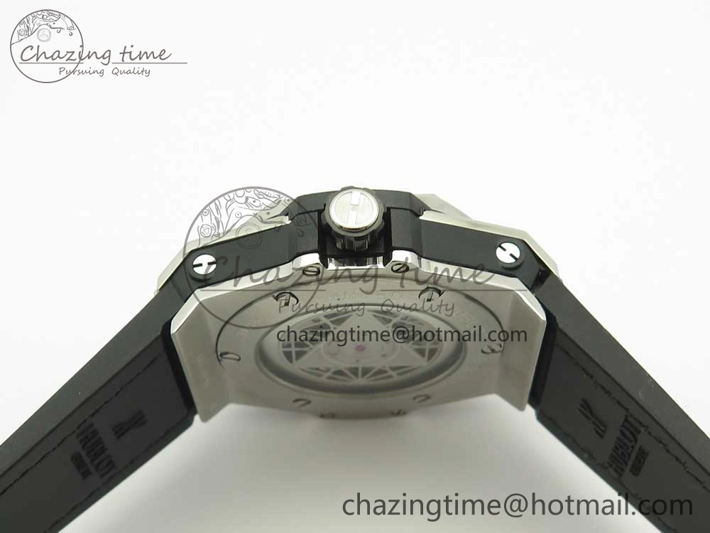 Casual Big Bang Sang Bleu SS TMF 1:1 Best Edition Blue Skeletonal Dial On Blue Gummy Strap Asian HB 6855