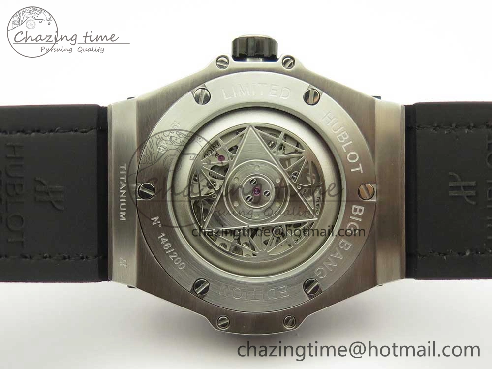 Casual Big Bang Sang Bleu SS TMF 1:1 Best Edition Blue Skeletonal Dial On Blue Gummy Strap Asian HB 6855