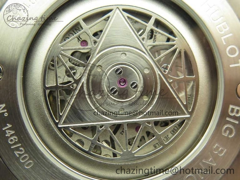 Casual Big Bang Sang Bleu SS TMF 1:1 Best Edition Blue Skeletonal Dial On Blue Gummy Strap Asian HB 6855