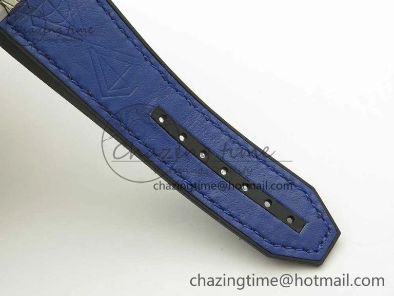 Casual Big Bang Sang Bleu SS TMF 1:1 Best Edition Blue Skeletonal Dial On Blue Gummy Strap Asian HB 6855