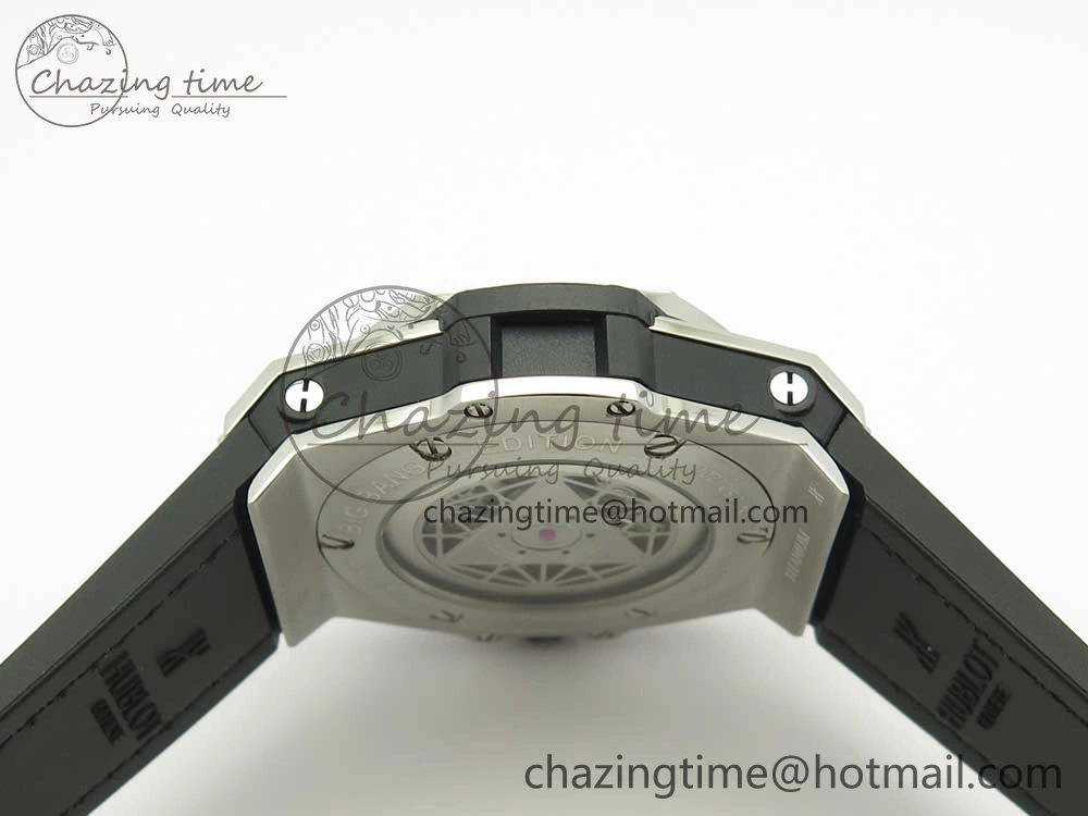 BestValue Big Bang Sang Bleu SS TMF 1:1 Best Edition White Skeletonal Dial On White Gummy Strap Asian HB 6860