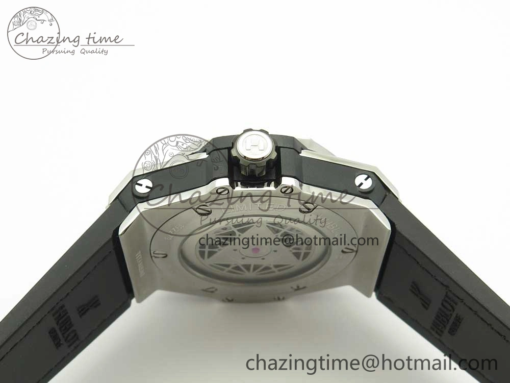 BestValue Big Bang Sang Bleu SS TMF 1:1 Best Edition White Skeletonal Dial On White Gummy Strap Asian HB 6860
