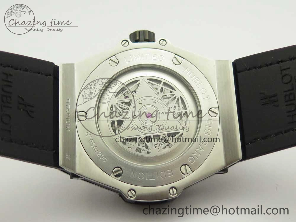 BestValue Big Bang Sang Bleu SS TMF 1:1 Best Edition White Skeletonal Dial On White Gummy Strap Asian HB 6860