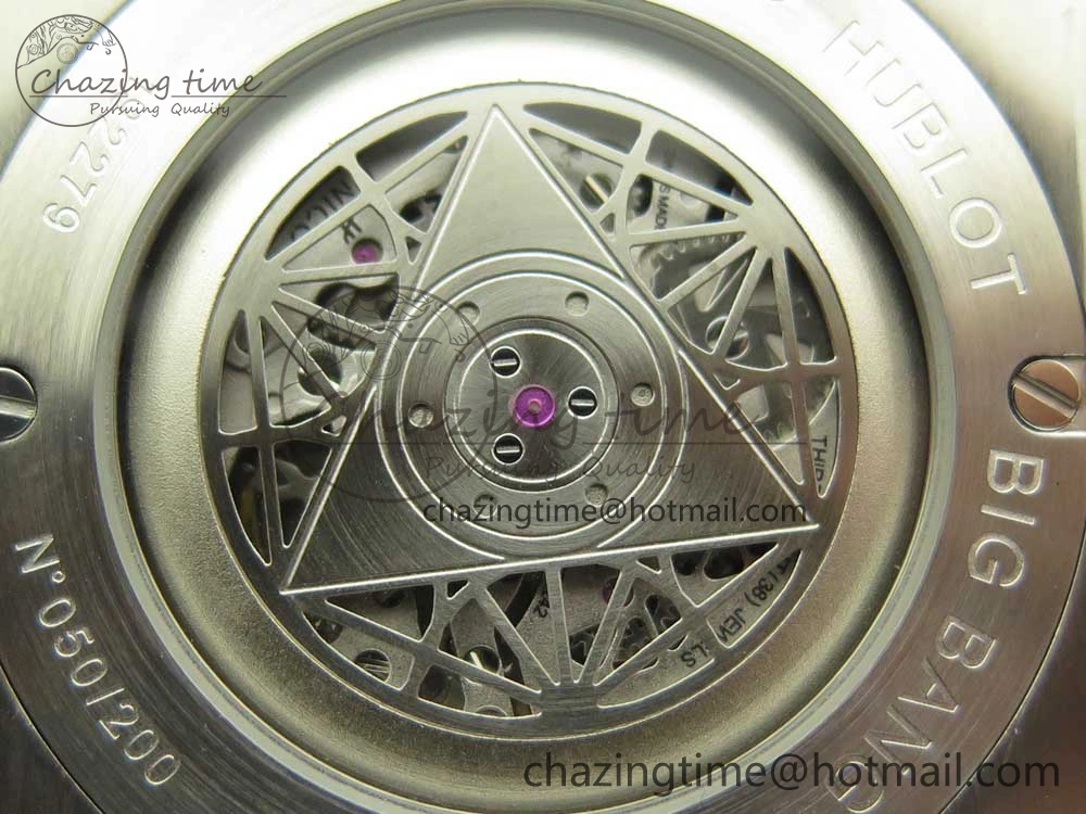 BestValue Big Bang Sang Bleu SS TMF 1:1 Best Edition White Skeletonal Dial On White Gummy Strap Asian HB 6860