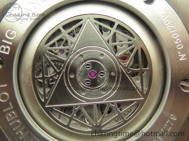 BestValue Big Bang Sang Bleu SS TMF 1:1 Best Edition White Skeletonal Dial On White Gummy Strap Asian HB 6860