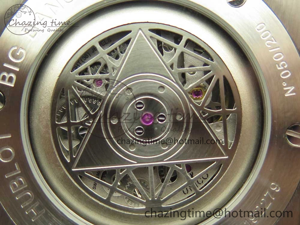 BestValue Big Bang Sang Bleu SS TMF 1:1 Best Edition White Skeletonal Dial On White Gummy Strap Asian HB 6860