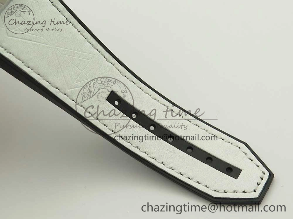 BestValue Big Bang Sang Bleu SS TMF 1:1 Best Edition White Skeletonal Dial On White Gummy Strap Asian HB 6860