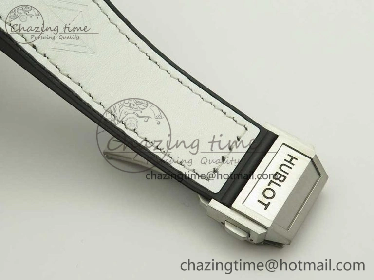 BestValue Big Bang Sang Bleu SS TMF 1:1 Best Edition White Skeletonal Dial On White Gummy Strap Asian HB 6860