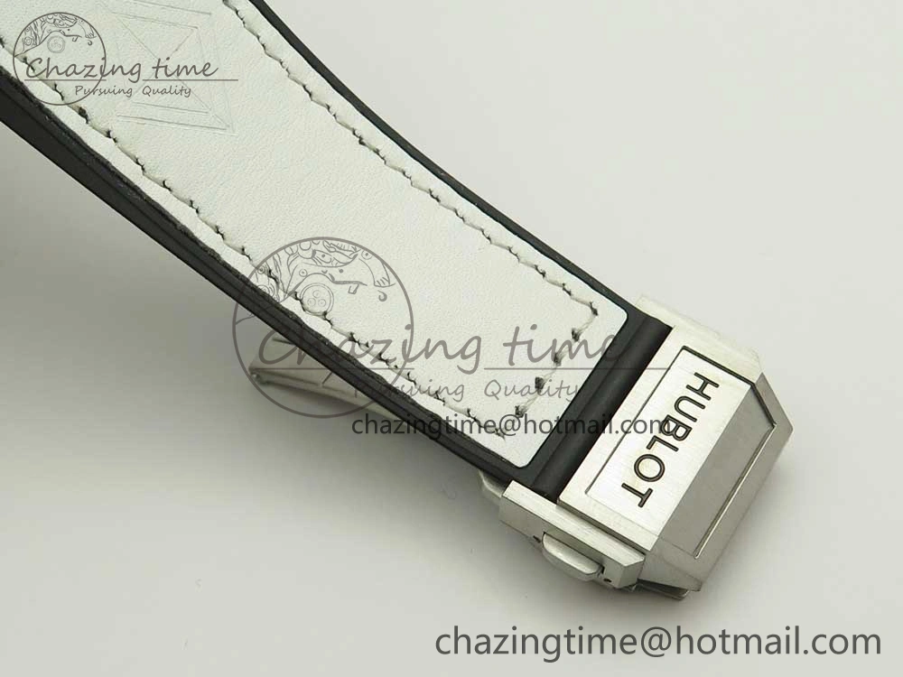 BestValue Big Bang Sang Bleu SS TMF 1:1 Best Edition White Skeletonal Dial On White Gummy Strap Asian HB 6860