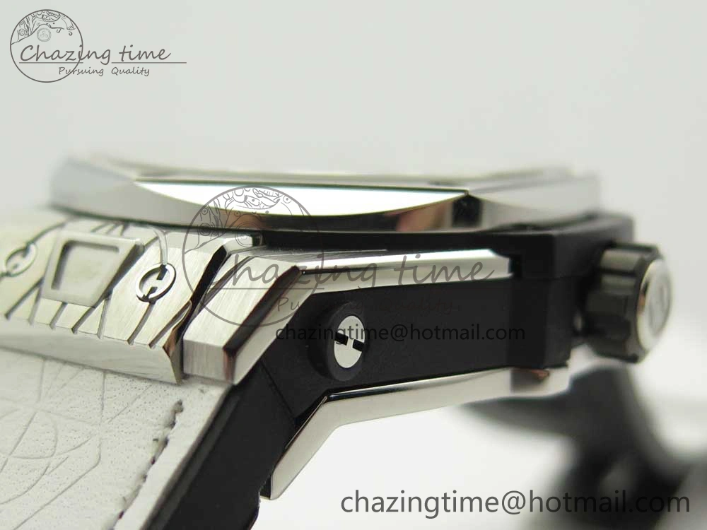 BestValue Big Bang Sang Bleu SS TMF 1:1 Best Edition White Skeletonal Dial On White Gummy Strap Asian HB 6860