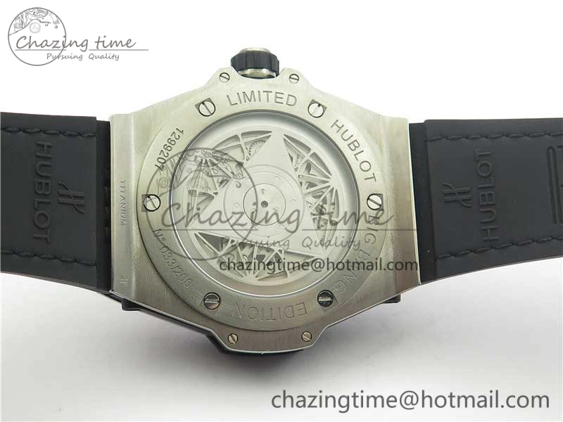 Big Bang Sang Bleu Ti WWF 1:1 Best Edition Black Skeletonal Dial On Black Gummy Strap Asian HB OnTrend 6833